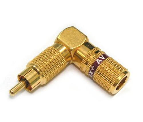 RCA Plug Right Angle Screw type Gold Long 